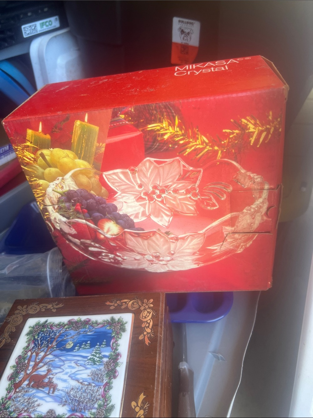 Mikasa Crystal Clear Holiday Floral Serving Bowl